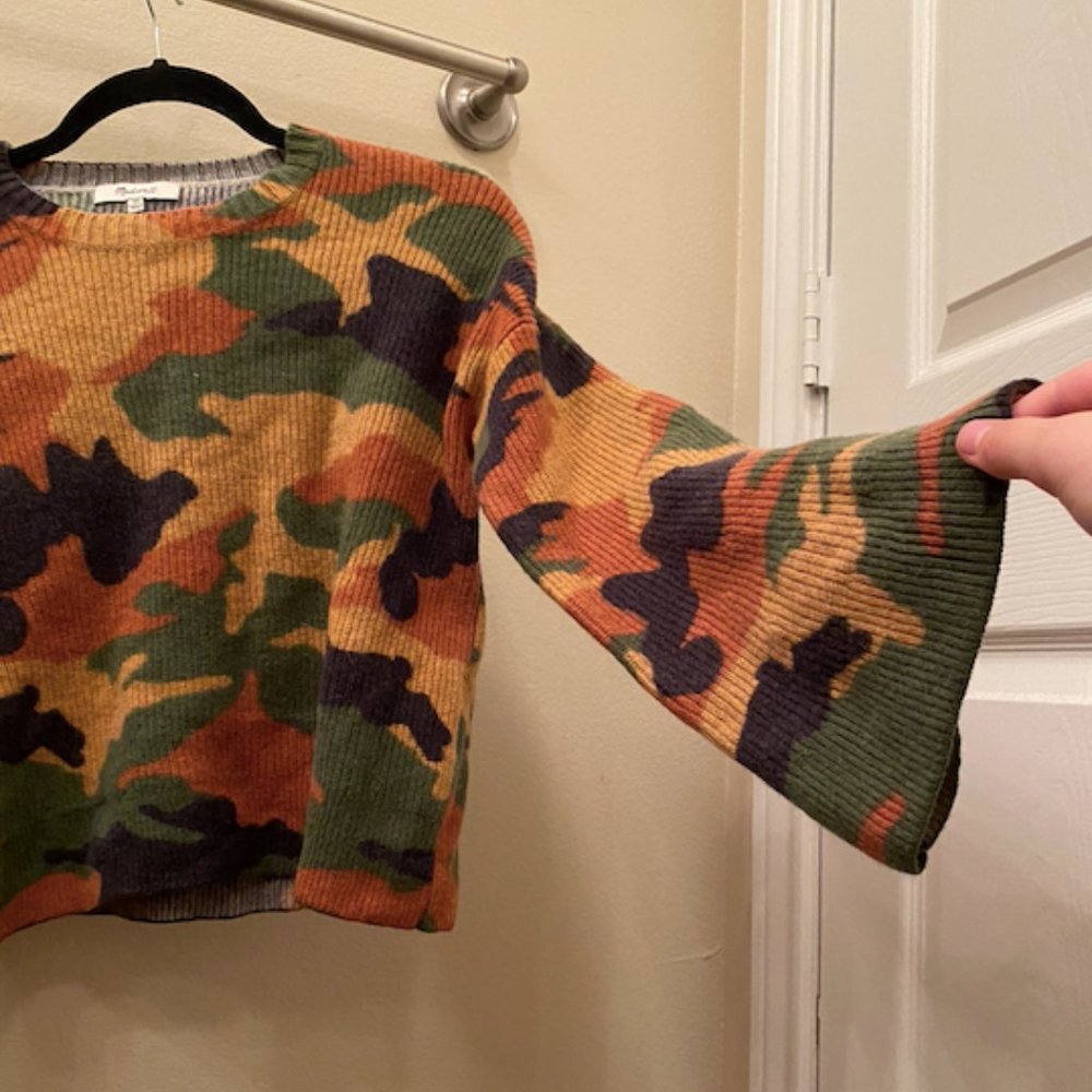 Madewell Cottontail Camo Wide Sleeve Sweater